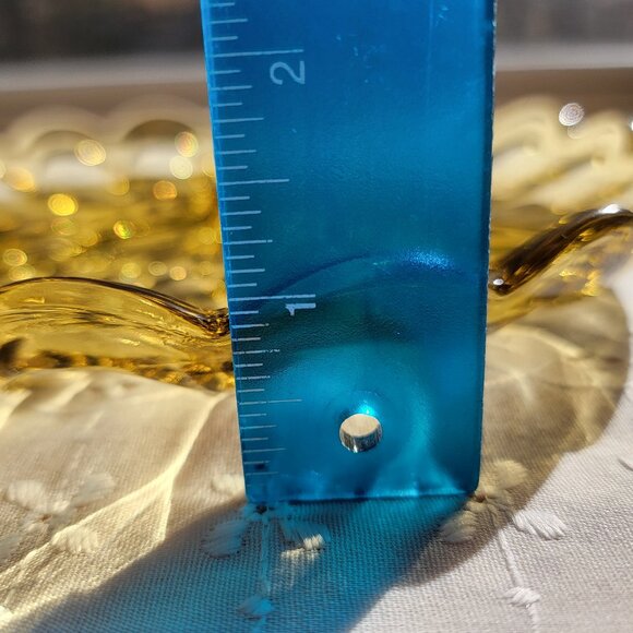 8 1/2" Vintage Anchor Hocking Fairfield Amber/Gold Glass Divided 3-Part Serving - Picture 6 of 6